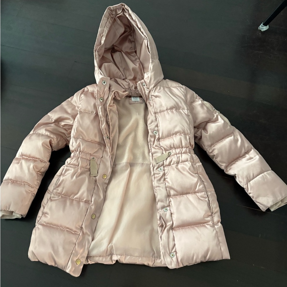 Girls' Hooded Puffer Coat in Rose Gold